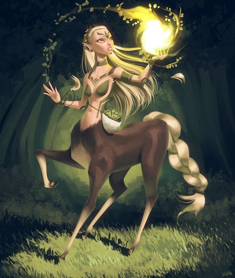 Druid Centaur by lenadrofranci Female Centaur, Character Design Challenge, Humanoid Creatures, Web Banners, Fantasy Races, Design Challenge, Dnd Characters, Fantastic Beasts, Character Portraits