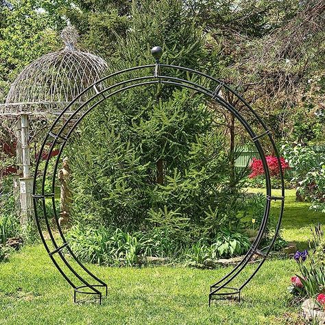 Amazon.com : Large Elegant Round Garden Arch Moon Gate : Patio, Lawn & Garden Iron Arbor, Wood Arbor, Iron Trellis, Arch Trellis, Moon Gate, Garden Arbor, Garden Arches, Traditional Garden, Plant Stands