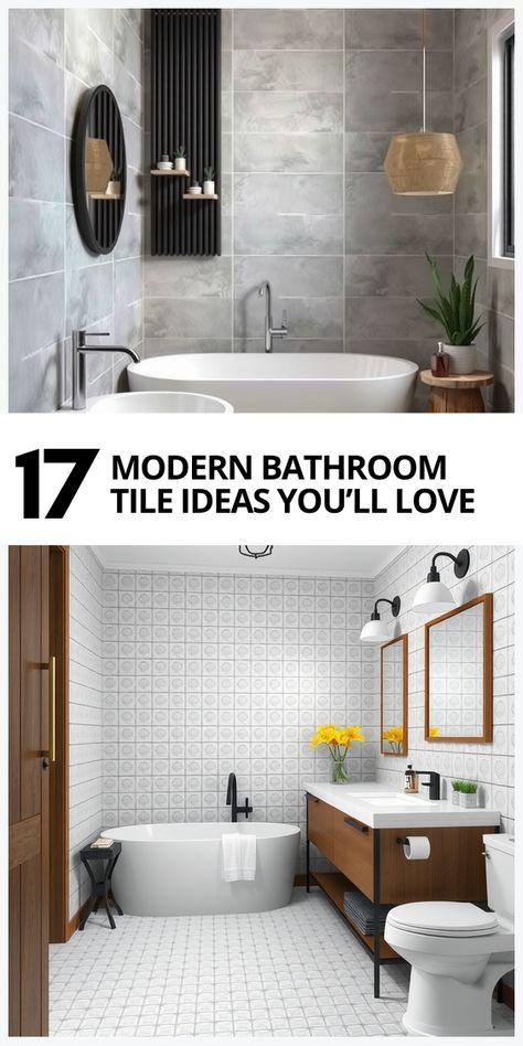 Looking to upgrade? These bathroom tile inspirations offer elegance and character, creating a space you’ll love. (Pin for later!) Bathroom Ceramic Tile Ideas Modern, Home Depot Bathroom Tile, Bathroom Feature Wall Tile, Bathroom Tiles Combination, Beautiful Tile Bathroom, Bathroom Feature Wall, Home Depot Bathroom, Tile Accent Wall, Bathroom Tile Inspiration