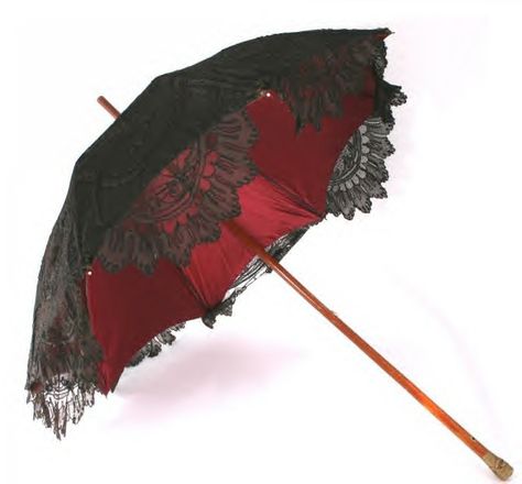 black and red Gothic Umbrella, Lace Umbrella, Vampire Goth, Vintage Umbrella, Goth Wedding, Old Fashion Dresses, Victorian Goth, Umbrellas Parasols, Gothic Accessories