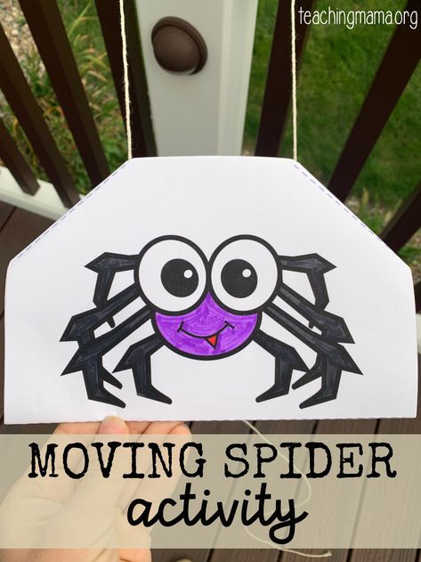 Moving Spider Craft - Teaching Mama Moving Spider, Halloween Paper Decorations, Fun Halloween Decorations, Spider Printable, Spider Activities, Spider Craft, Spider Theme, Teaching Mama, Bugs Preschool