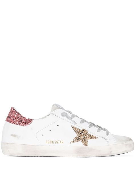 Golden Goose - Pink, White, Gold - GGDB/SSTAR Golden Goose Aesthetic, Zapatillas Veja, Golden Goose Sneakers Outfit, Designer Trainers, Golden Goose Sneakers, Chic Shoes, Shoe Inspo, Golden Goose Shoes, Star Sneakers