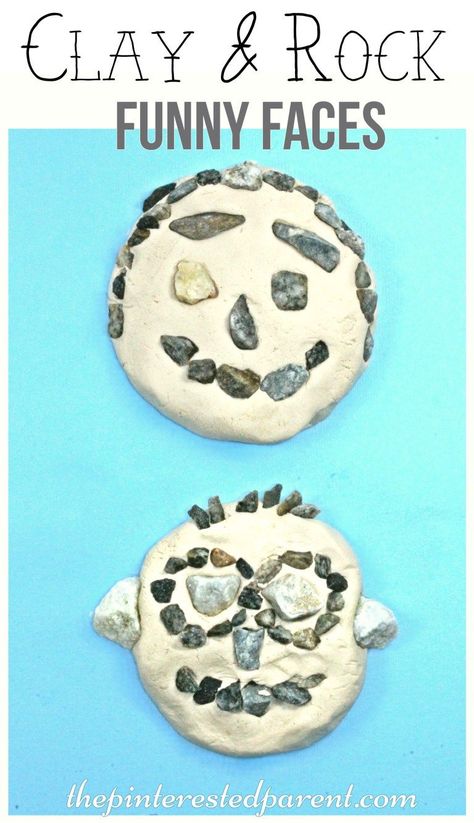 Clay Rock Nature Funny Faces - a fun summer arts crafts project for the kids Nature Crafts For Kids, Clay Activity, Rock Nature, Summer Arts And Crafts, Reggio Emilia Approach, Clay Crafts For Kids, Kids Clay, Crafts Preschool, Simple Invitation