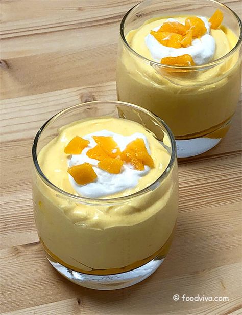 Mango Mousse Recipe, Vegan Mousse, Lemon Cake Bars, Mousse Recipes Easy, Falooda Recipe, Mango Mousse, Mango Pulp, Mango Dessert, Mango Cream