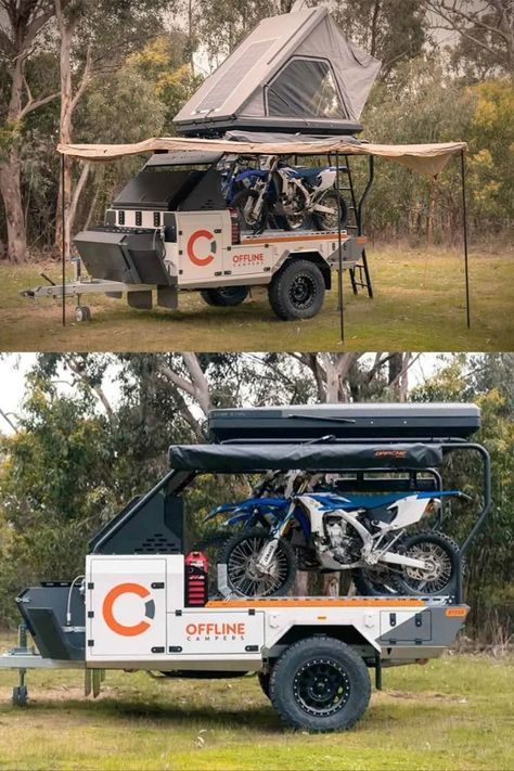 Motorcycle Tent Trailer, Micro Camper Trailers, Camping Gear Trailer, Camping 4x4, Camping Trailer Diy, Small Camper Trailers, Diy Camper Trailer, Cargo Trailer Camper, Expedition Trailer