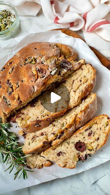 No Knead No Yeast Olive And Rosemary Rustic Bread, Cook Vegetarian, Rosemary Bread, Dried Rosemary, Olive Bread, Pane Dolce, Bread Alternatives, Plant Based Cookbook, Rustic Bread