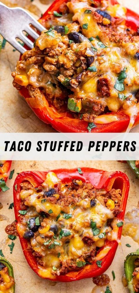 Taco Stuffed Peppers, Healthy Mexican Recipes, Mexican Dinner Recipes, Healthy Mexican, Healthy Tacos, Mexican Dinner, Dinner Recipes For Family, Health Dinner Recipes, Peppers Recipes