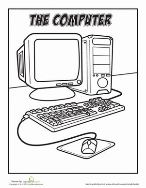 computer-coloring-page-first-grade.gif (301×389) Computer Coloring Pages, Computer Lab Classroom, Kindergarten Coloring, Computer Teacher, Daycare Forms, Superhero Coloring Pages, Computer Lessons, Computer Drawing, Kids Computer