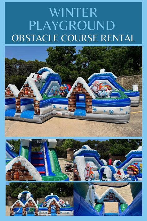 Turn your event or party into the holiday hub with our Winter Playground Obstacle Course Rental. Fun and festive, this winter-themed Obstacle Course Rental will entertain kids of all ages. With snow piles on every side, and an ice-capped edge line perfect for sliding down from time to time. Children of all ages are sure to find great joy here for hours.

Embrace the chilly season with a playground full of exciting challenges. Call us at (214) 357-7077  for more details and availability. Kid Obstacle Course, Playground Obstacle Course, Obstacle Course Party, Kids Party Rentals, Kids Obstacle Course, Obstacle Course, Winter Themed, Party Rentals, Sports Theme