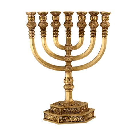 Gold 7 Branch Temple Menorah Feast Of Tabernacles, Jewish Gifts, Trumpets, Popular Artists, Detailed Design, Menorah, Torah, Decorative Accessories, Light Up