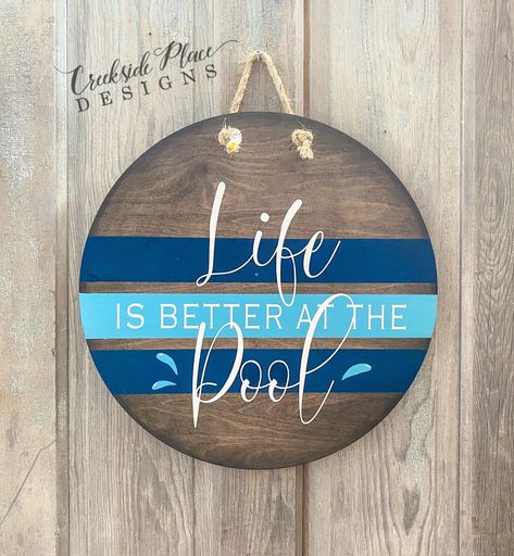 Lake House Door Hanger Sign | Creekside Place Designs Round Signs, Round Door Hanger, Wooden Welcome Signs, House Door, Lake Home, Round Door, House Doors, Door Signs, Door Hanger