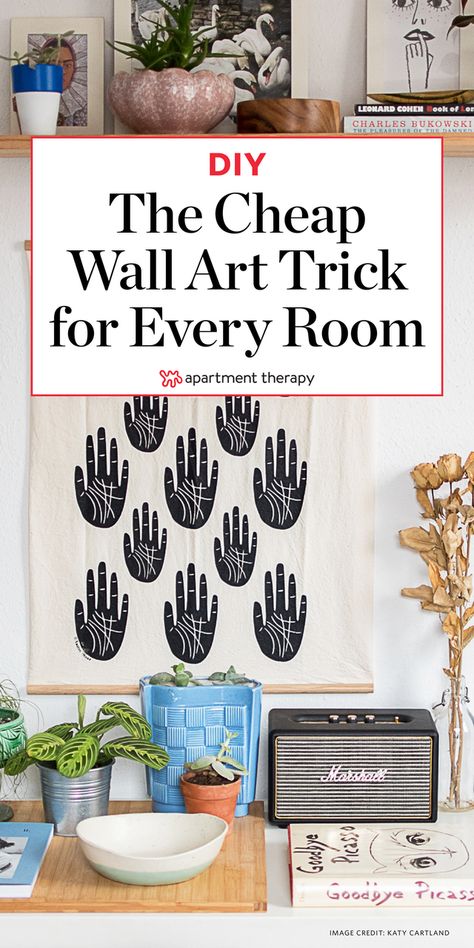 Tea Towel DIY Art Hack | Apartment Therapy Diy Art For Bathroom, Diy Kitchen Wall Art, Cool Wall Art Ideas, Diy Kitchen Art, Wall Art On A Budget, Kitchen Art Diy, Cheap Artwork, Cheap Diy Wall Art, Inexpensive Wall Art