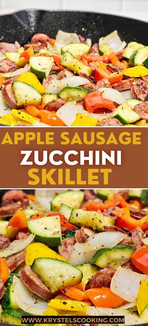 Welcome to my delicious journey, where every meal is a masterpiece. Our Apple Sausage and Zucchini Skillet combines the sweetness of apple sausage, the crunchiness of zucchini, bell pepper, and onions. This easy and quick meal is a delightful way to satiate your cravings for something healthy and delicious. Craving endless inspiration? Save this Pin to your collection and savor the flavor of creativity whenever you need it! Click that save button now! Chicken And Apple Sausage Recipes Meals, Chicken Apple Sausage Recipes Healthy, Chicken Sausage Stuffed Peppers, Sausage Zucchini Skillet, Sausage And Zucchini Skillet, Chicken Apple Sausage Recipes, Apple Sausage Recipes, Chicken And Apple Sausage, Zucchini Skillet