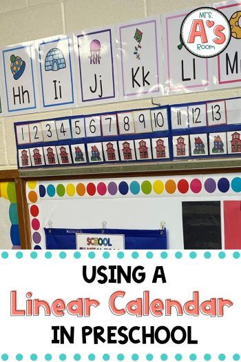 Have you ever tried a linear calendar in your preschool classroom? More developmentally appropriate than a traditional calendar, a linear calendar will help your kiddos understand the passage of time in a way that is meaningful to them. Learn how to set up and use a linear calendar in your classroom! Calendar For Preschool, Linear Calendar, Classroom Numbers, Circle Time Board, Circle Time Games, Preschool Calendar, What Day Is Today, Calendar Numbers, Calendar Time