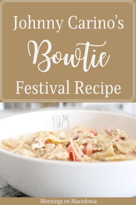 Learn how to make Johnny Carino's famous Bowtie Festival pasta at home with this delicious recipe! Perfect for a cozy night in or impressing guests at your next dinner party. #JohnnyCarinos #BowtieFestival #PastaRecipe #ItalianFood Copycat Johnny Carinos Recipes, Johnny Carinos Copycat Recipes, Bowtie Festival Pasta, Johnny Carinos Potato Soup Recipe, Johnny Carinos Bowtie Festival Recipe, Copycat Pizza Hut Cavatini, Asiago Cheese, Homemade Alfredo Sauce, Bowtie Pasta