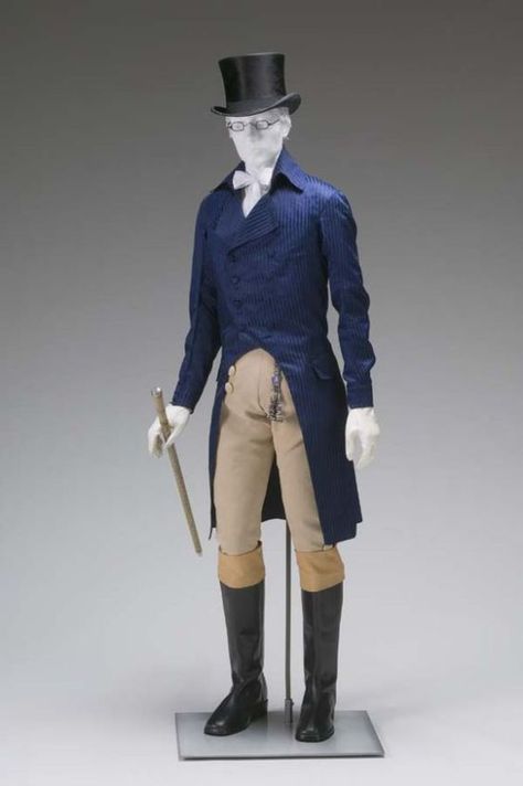 Cutaway Tail Coat, 1805-1810.(Mint Museum) Regency Mens Fashion, 19th Century Men, Victorian Men, Der Gentleman, Regency Era Fashion, 1800s Fashion, Regency Fashion, 19th Century Fashion, Frock Coat