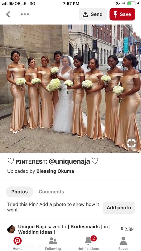 Rose Gold Wedding Dress, Different Bridesmaid Dresses, African Bridesmaids, African Bridesmaid Dresses, How To Dress For A Wedding, Gorgeous Bridesmaid Dresses, Princess Wedding Gown, African Wedding Attire, Gold Wedding Dress