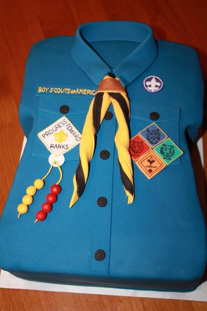 Cake 1 Cub Scout Shirt, Boy Scout Cake, Cub Scout Cake, Eagle Scout Cake, Boy Scout Shirt, Shirt Cake, Scout Camping, Cub Scout, Eagle Scout