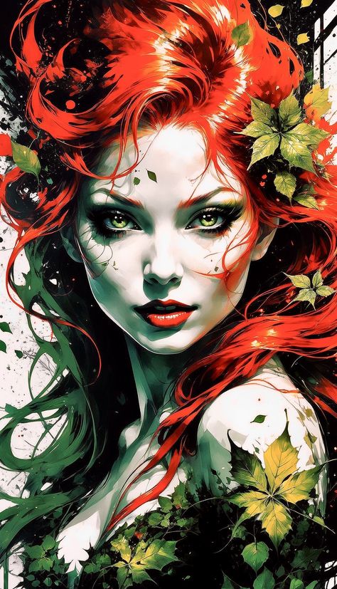 Poison Ivy Marvel, Poison Ivy Drawing, Poison Ivy Comic Art, Poison Ivy Sketch, Poison Ivy Art, Ivy Draw, Poison Ivy Character, Harley Quinn Painting, Book Villains