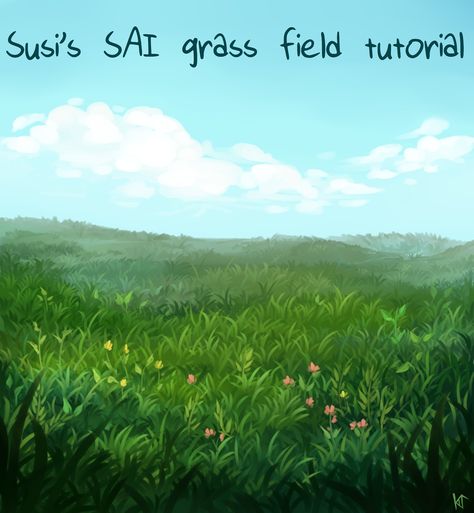 grass tutorial Art Kid Aesthetic, Painting Techniques Canvas, Sai Brushes, Silk Painting Techniques, Background References, Grass Painting, Acrylic Painting Inspiration, Fabric Painting Techniques, Art Projects For Adults