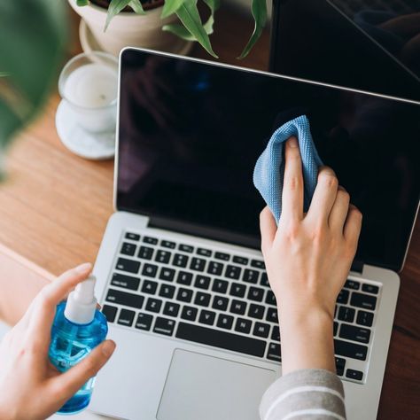 How to Clean a Computer Screen and Keyboard How To Clean Computer, Laptop Screens, Disinfecting Wipes, Keyboard Keys, Air Conditioning Unit, Laptop Screen, Laptop Keyboard, Clean Microfiber, Computer Screen