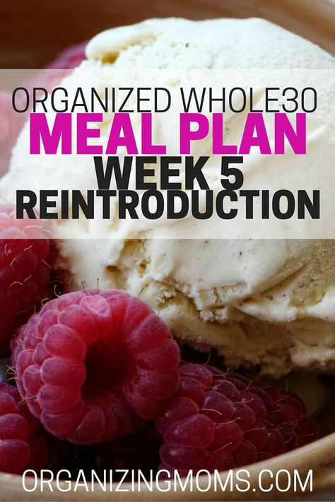 Organized Whole30 Meal Plan for Week 5, which includes the reintroduction of dairy. Whole 30 Reintroduction, Meal Plan For Week, Whole30 Meal Plan, Fat Burning Meal Plan, The Whole 30, Meal Schedule, Whole 30 Meal Plan, Paleo Meal Plan, 80 Percent