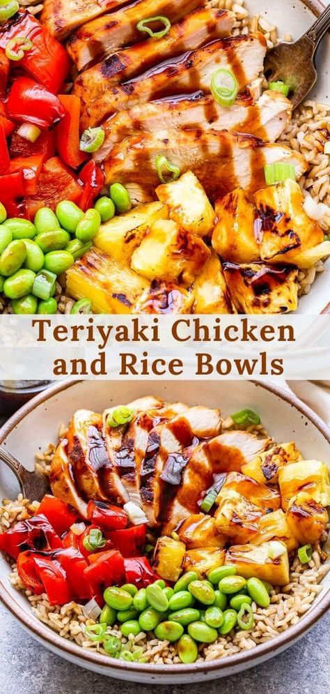 Chicken And Rice Bowls, Teriyaki Chicken And Rice, Healthy Bowls Recipes, Avocado Dip, Rice Bowls Recipes, Homemade Teriyaki Sauce, Healthy Bowls, Health Dinner, Dinner Bowls