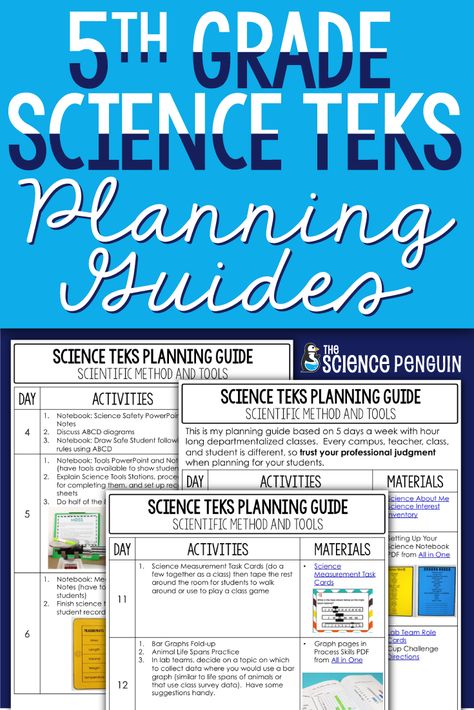 5th Grade Science Streamlined TEKS Planning Guides — The Science Penguin 5th Grade Science Experiments, 5th Grade Science Projects, Science Word Wall, The Science Penguin, Science Penguin, Science Words, Child Education, Interactive Science Notebook, Science Lesson Plans