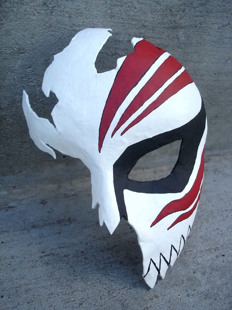 Ichigo Kurosaki from 'Bleach'. My handmade, paper-mache replica. https://www.etsy.com/shop/MaskArrayed?ref=seller-platform-mcnav Ichigo Kurosaki Mask, Realistic Mermaid, Kitsune Mask, Eyes Artwork, Battle Jacket, Ichigo Kurosaki, Cool Masks, Guys Clothing Styles, Armor Concept