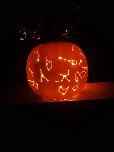 Starry Night Pumpkin, Star Pumpkin, Pumkin Carving, Galaxy Theme, Carving Ideas, Pumpkin Halloween, Pumpkin Carving, Halloween Pumpkins, Constellations