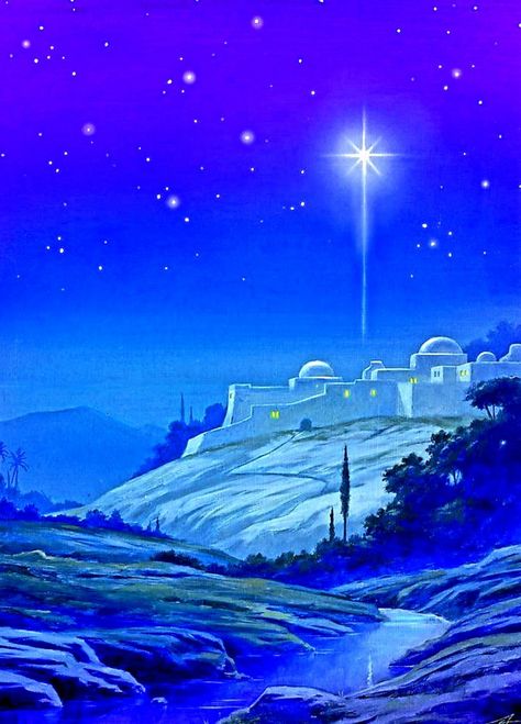 Nativity Background, Christmas Stage Design, Jesus Nativity, Bethlehem Christmas, Winter Christmas Scenes, Christmas Stage, Diy Nativity, Skyline Painting, Bible Pictures