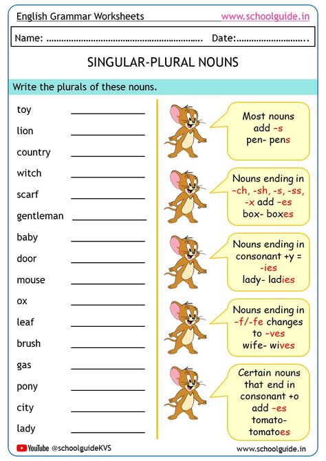 Free Printable Singular Plural Nouns Worksheets Plural Singular Worksheet, Plural Of Nouns Worksheets, Singular And Plural Worksheet, Singular Plural Worksheets, Singular And Plural Nouns Worksheet, Singular Plural Nouns, Nouns For Kids, Plural Rules, Eng Grammar