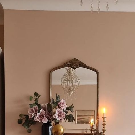 Farrow Ball Setting Plaster, Bedroom Colour Ideas, Plaster Wallpaper, Brass Beds, Setting Plaster, Copper Bedroom, Black Fireplace, Calming Bedroom, Pink Cottage