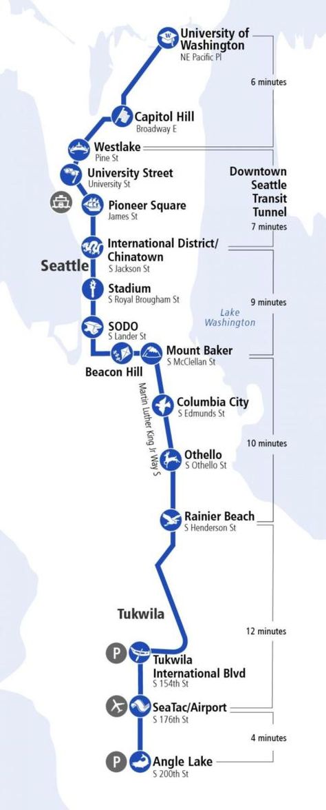 Link Light Rail - Seattle Southside Regional Tourism Authority Puget Sound Washington, Alaska Travel Cruise, Canada Cruise, Light Rail Station, Seattle Vacation, Station Map, Train Map, Transit Map, System Map