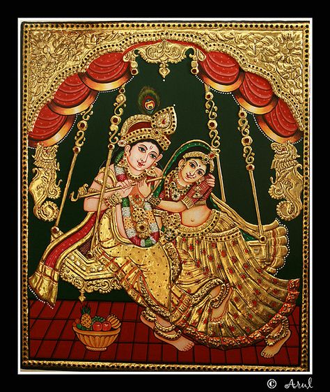 Beautiful Tanjore Painting. Tanjore Painting Of Radha Krishna, Radha Krishna Tanjore Paintings, Tanjoor Painting, Krishna Tanjore Painting, Kalamkari Art, Tanjore Art, Mysore Painting, Encouraging Art, Tanjore Paintings