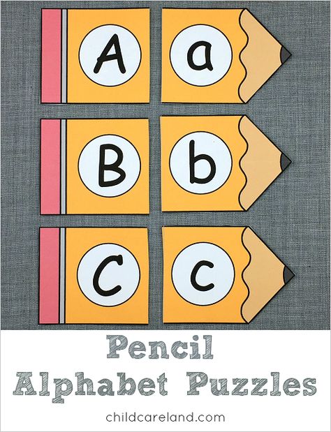 Pencil Alphabet Puzzles (from Childcareland) Alphabet Activities Kindergarten, Alphabet Centers, Alphabet Puzzle, Alphabet Letter Crafts, Calendar Numbers, Preschool Resources, Abc Activities, Alphabet Puzzles, Number Tracing