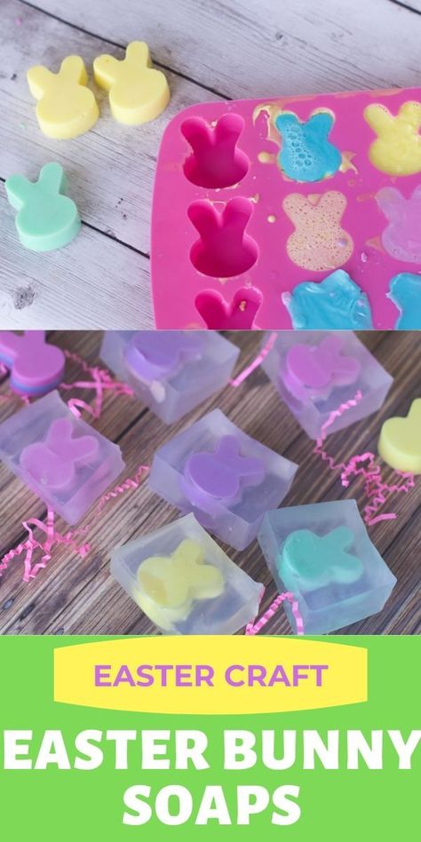 Make these adorable Easter Soaps. DIY bunny soaps make a great #aster craft for kids or an Easter basket stuffer. Easily make soaps for gifts or spring home decor. #eastercrafts Easter Arts And Crafts For Adults, Easter Soap, Handmade Easter Basket, Easter Gift For Adults, Diy Bunny, Easter Crafts For Adults, Diy Easter Gifts, Easy Easter Crafts, Easter Basket Diy