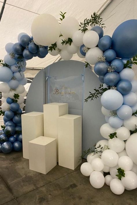 White Blue Balloon Decor, Blueberry Balloon Garland, Dark Blue Balloon Arch, Hydrangea Balloon Arch, Blueberry Balloon Arch, Ballon Arch Birthday Party, Blue Balloon Decorations, Blue Arch Backdrop, Blue Balloon Decor