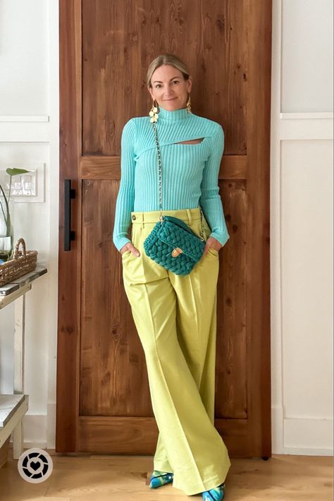 Lime and Teal Outfit Teal Outfit, Teal Outfits, Bright Outfits, Crochet Woman, Tan Lines, Travel Style, Handmade Shop, Handmade Crochet, Women's Bag