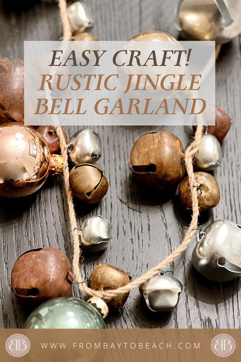 Easy step-by-step instructions for making a beautiful custom jingle bell garland for your Christmas tree 🎄or mantel. Get ready for the holidays with this simple craft! Details on the blog. Rustic Bells Decor Christmas Decorations, Christmas Bells Craft Decorating Ideas, Jingle Bell Tree, Bell Crafts, Jingle Bell Garland, Jingle Bell Wreath, Jingle Bell Crafts, Bell Garland, Bell Decor