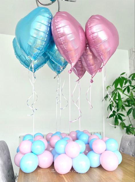 Table Balloons for a Gender Reveal #tableballoons #tabledecor #eventdecor #genderreveal #genderrevealballoons #babyshowerdecor #babyshower #babyshowerballoons #centrepieceideas #tableballoonideas #genderrevealideas #heartballoons #pinkandblue #pinkandblueballoons #balloons #balloondecor #balloonstlyist #balloonart #balloonideas #centerpieces #partyideas #babyshowerthemes #genderrevealparty Table Balloons, Balloon Table Centerpieces, Balloon Centerpiece, Shower Balloons, Ideas Baby Shower, Gender Reveal Balloons, Balloon Ideas, Table Centrepiece, Balloon Centerpieces