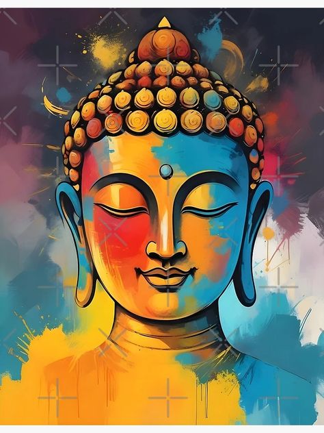 "Living Room Colorful Abstract Buddha Wall Art Painting" Poster for Sale by Dev-Ang | Redbubble Abstract Buddha Painting, Buddha Painting Acrylic On Canvas, Lord Buddha Paintings, Buddha Meditation Art, Buddha Wall Painting, Gautam Budh, Abstract Buddha, Buddha Pictures, Buddha Canvas Art