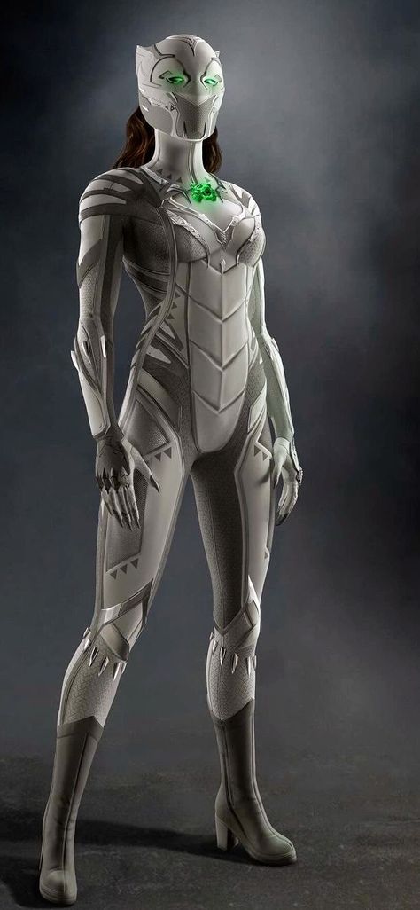 Captain America Suit Concept Art, Marvel Costume Design, White Panther Marvel, Marvel White Tiger, Female Superhero Suit, Loki Magic, White Tiger Marvel, Captain America Comic Art, Superhero Costumes Female