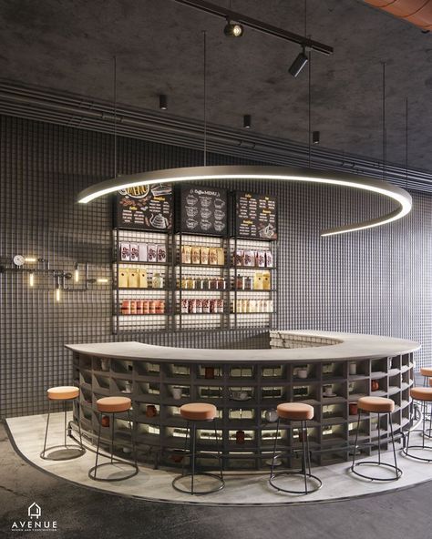 Circular Bar Design, Round Bar Design, Restaurant Counter Design, Coffee Bar Counter, Pool Bar Design, Industrial Coffee Bar, Back Bar Design, Circular Bar, Bar Lounge Design