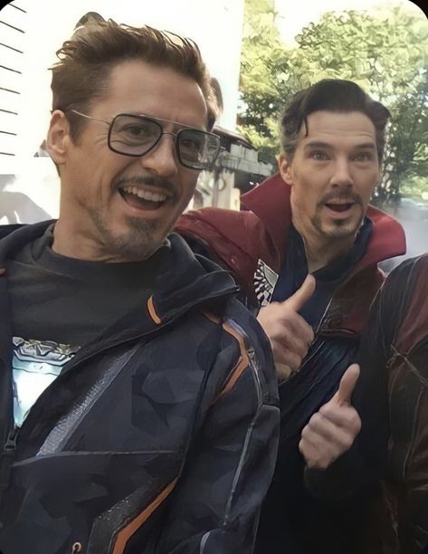 Robert Downey, Robert Downey Jr, Benedict Cumberbatch, Doctor Strange, Tony Stark, On Set, Avengers, Marvel, Twitter