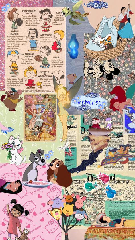 memories ✨ #disneyaesthetic #olddisney #childhood #memories #disneyprinceses Best Memories Wallpaper, Childhood Memories Wallpaper, Childhood Memories Art Nostalgia, Old Disney Backgrounds, Disneyland Collage Wallpaper, Linus Charlie Brown, Nostalgia Wallpaper, Peanuts Characters, Peppermint Patties