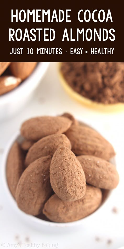 Cocoa Dusted Almonds Recipes, Cocoa Dusted Almonds, Smokehouse Almonds Recipe, Almonds Recipe Healthy, Flavored Almonds Recipe, Roasted Almonds Recipe, Healthy Cocoa, Homemade Cocoa, Healthy Snack Recipe