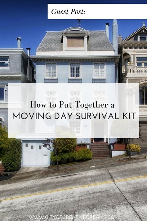 How to Put Together a Moving Day Survival Kit | City of Creative Dreams moving tips, moving checklist, moving hacks, moving packing Moving Survival Kit Gift, Moving Day Survival Kit, Moving Survival Kit, Moving Preparation, Moving Kit, Home Decor Ideas Living Room Apartment, Moving Hacks, Survival Kit Gifts, Moving Checklist