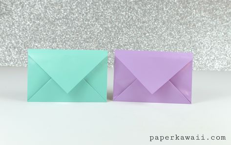 Simple Origami Envelope Video Tutorial - Paper Kawaii Origami Envelope Easy, Paper Kawaii, Envelope Tutorial, Diy Greeting Cards, Simple Origami, Origami Yoda, Origami Bookmarks, Envelope Pouch, Origami Star Box