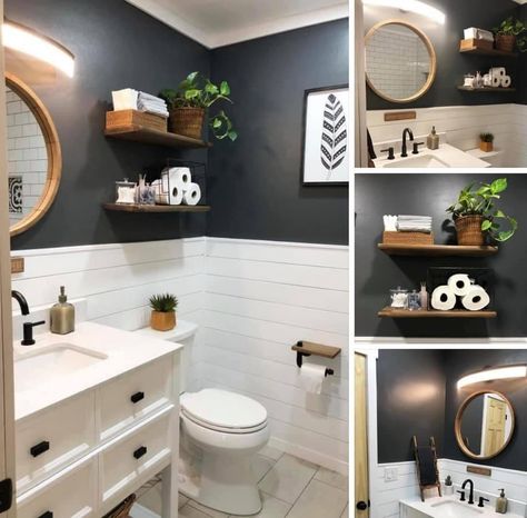 Revamp Bathroom, Small Half Bathrooms, Half Bath Decor, Small Half Bath, Bathroom On A Budget, Half Bathroom Decor, Bathroom Closet Organization, Bathroom Storage Hacks, Small Apartment Bathroom